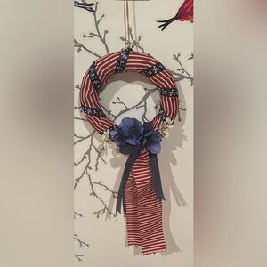 Patriotic Red White Blue Wreath Handmade
